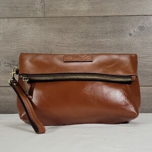 Patricia Nash Brown Leather Wristlet Clutch Handbag